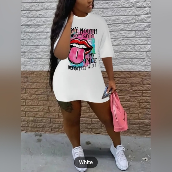 Lips Print Mini Tee Dress - Picture 3 of 4